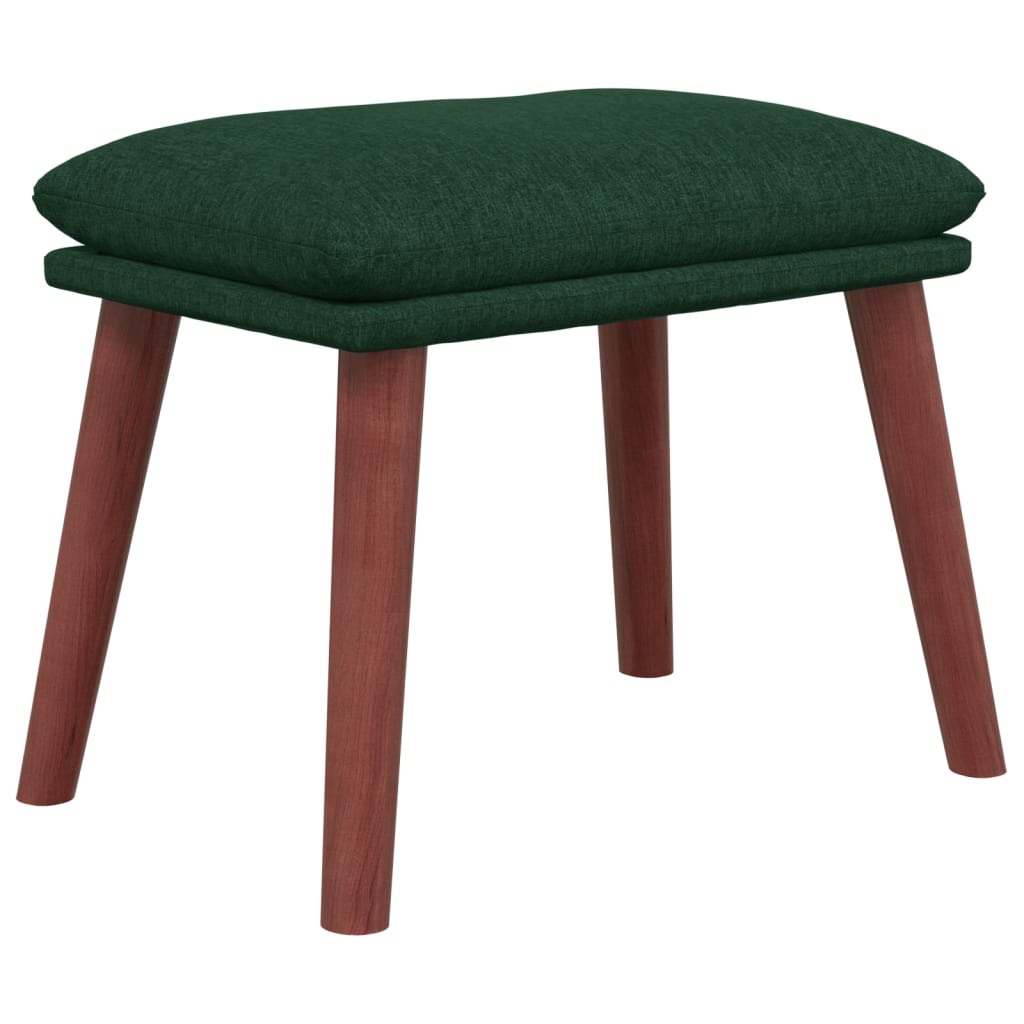 Chaise de relaxation avec tabouret Vert foncé Tissu Fauteuils vidaXL