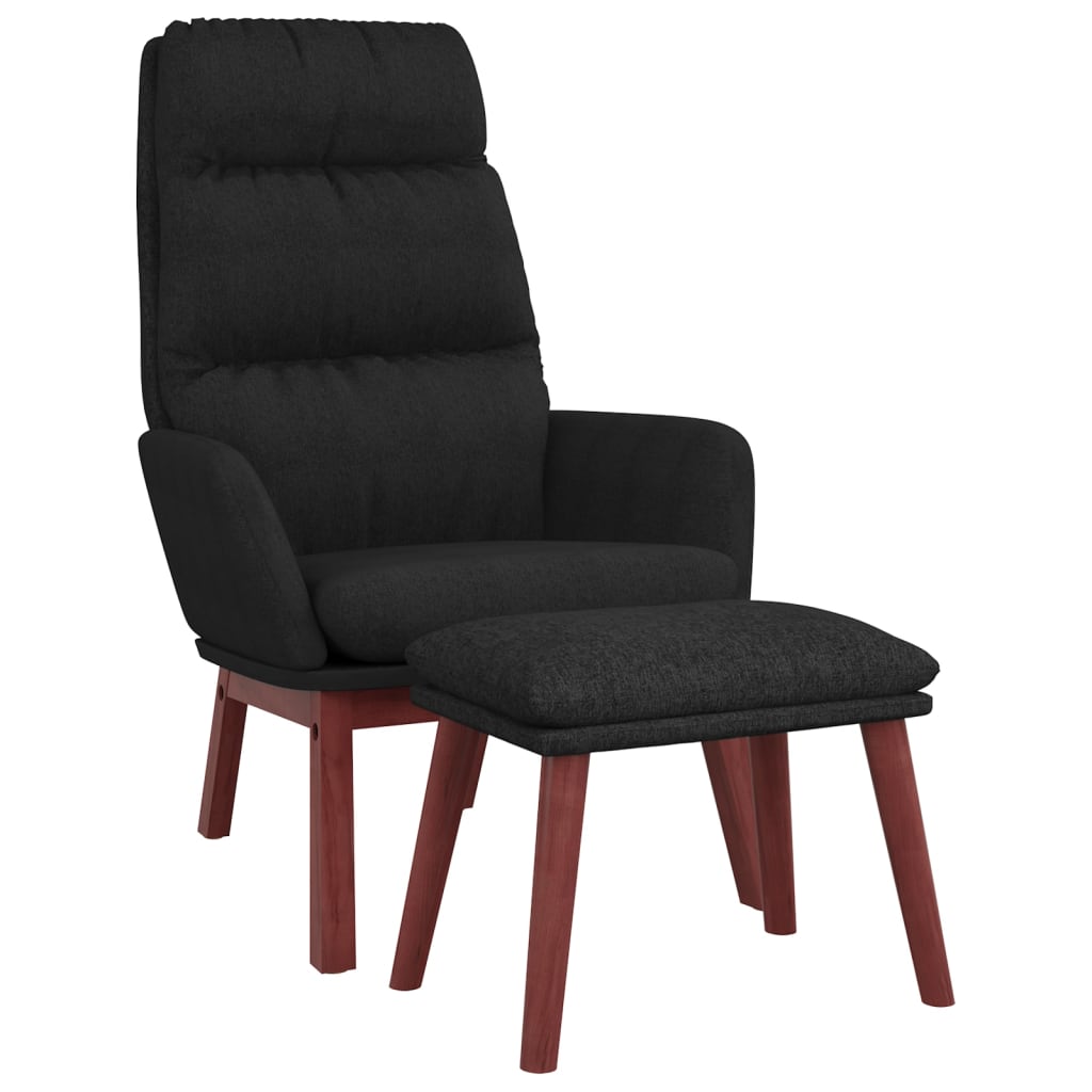 Chaise de relaxation avec tabouret Noir Tissu Fauteuils vidaXL