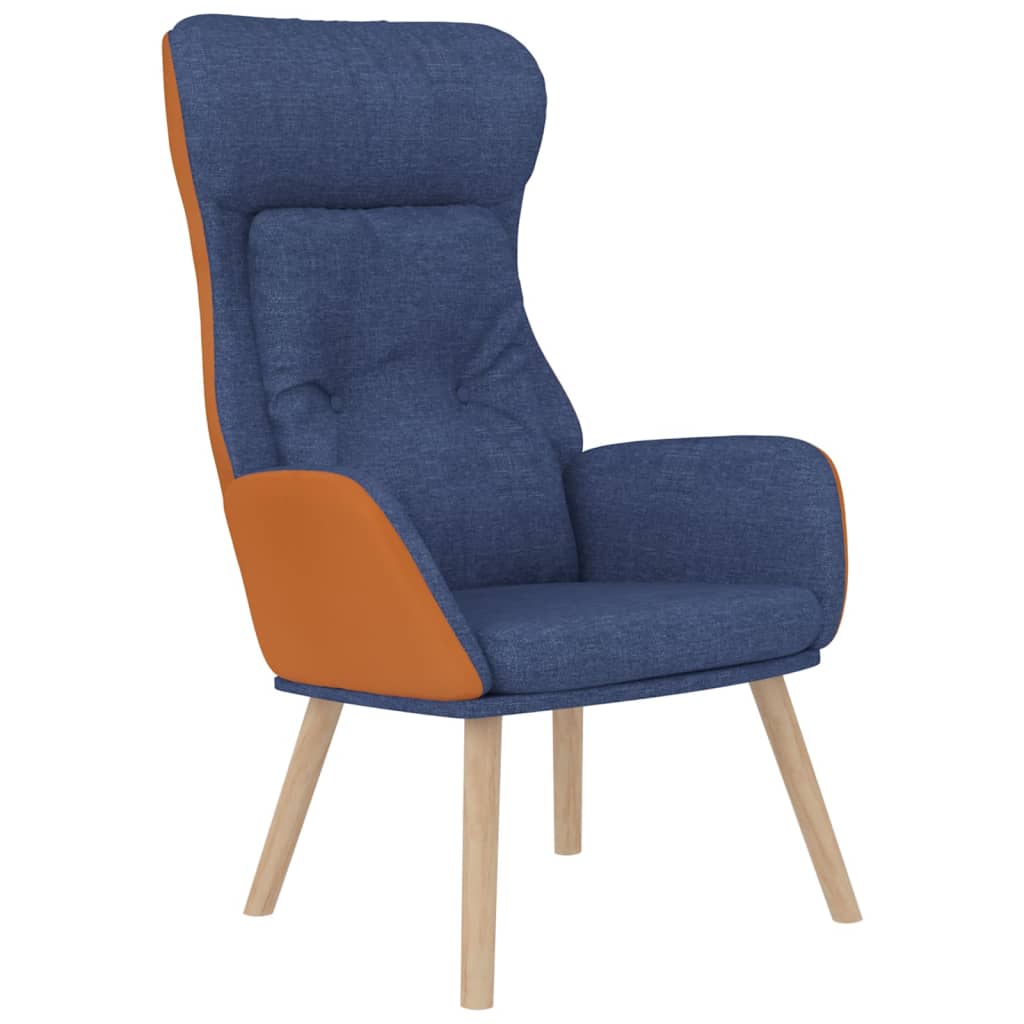 Chaise de relaxation avec repose-pied Bleu Similicuir et tissu - XIOS