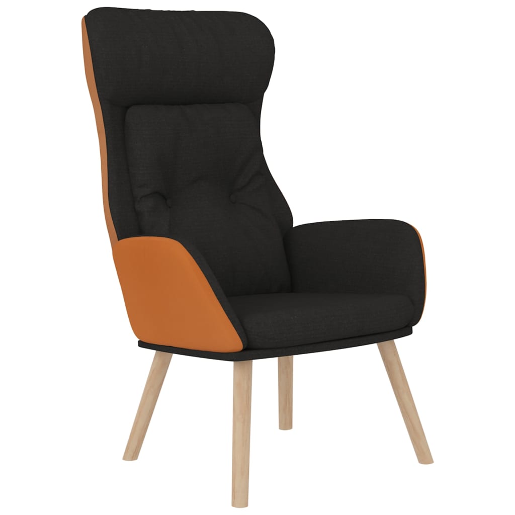 Chaise de relaxation avec repose-pied Noir Similicuir et tissu - XIOS