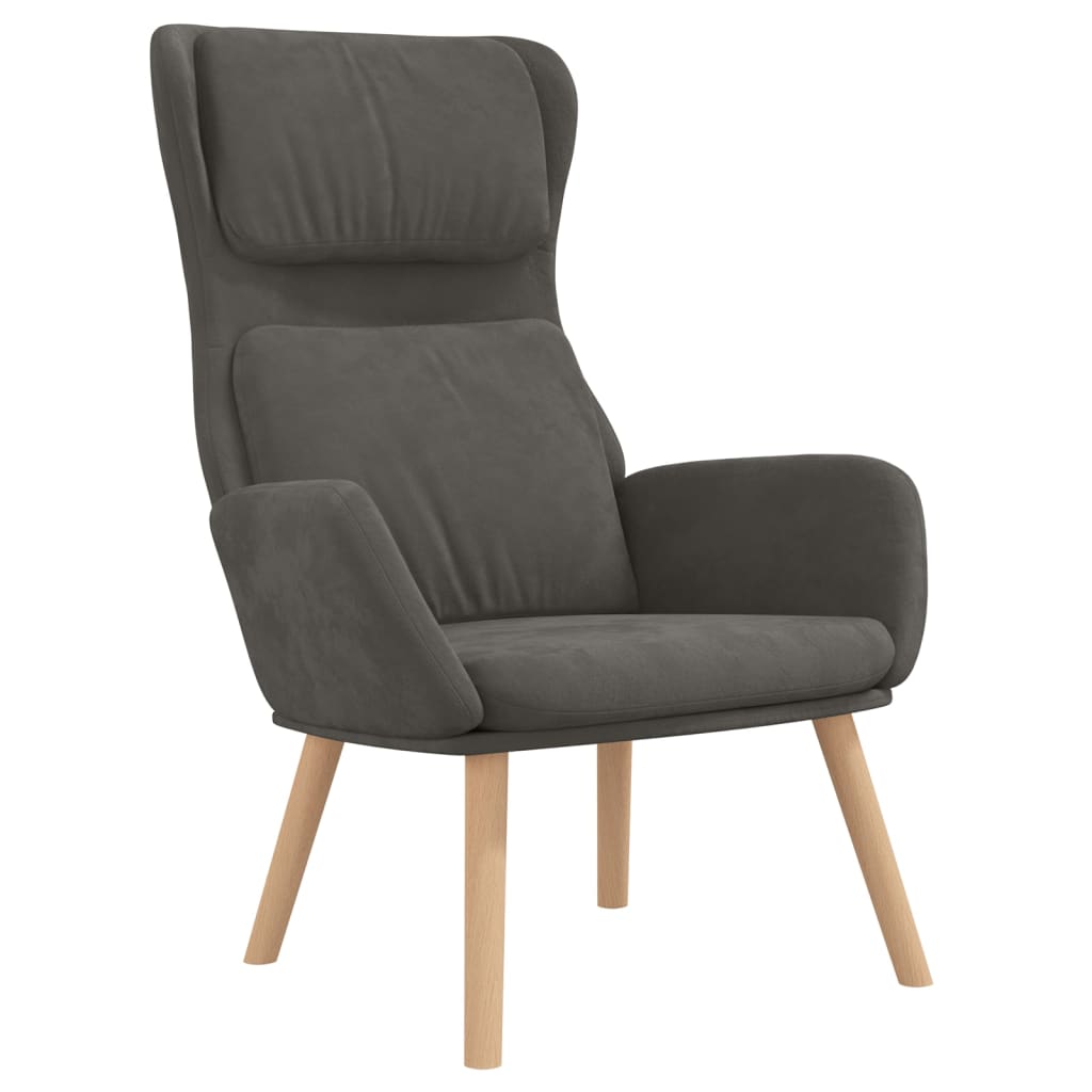 Chaise de relaxation avec tabouret Gris foncé Velours - XIOS