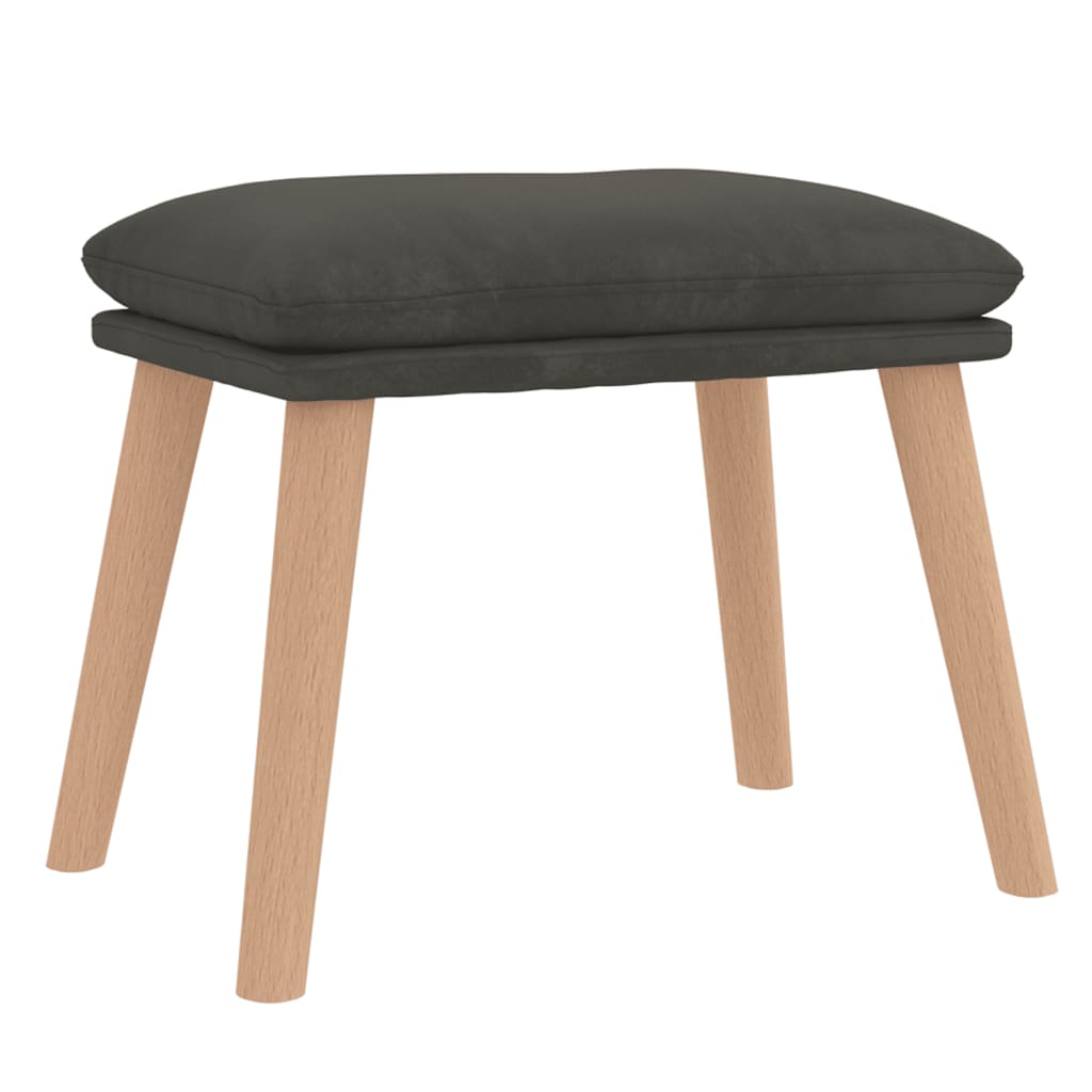 Chaise de relaxation avec tabouret Gris foncé Velours - XIOS