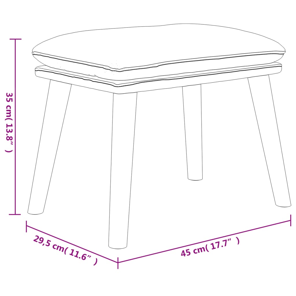 Chaise de relaxation avec tabouret Gris foncé Velours - XIOS