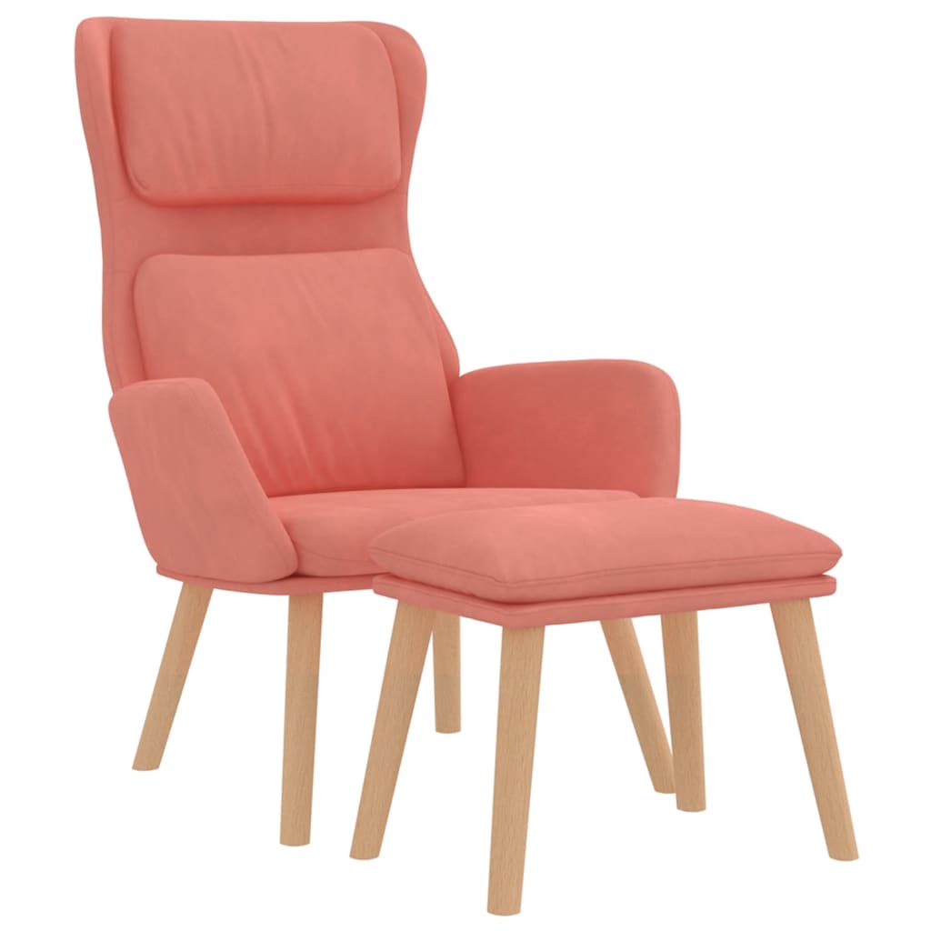 Chaise de relaxation avec tabouret Rose Velours - XIOS