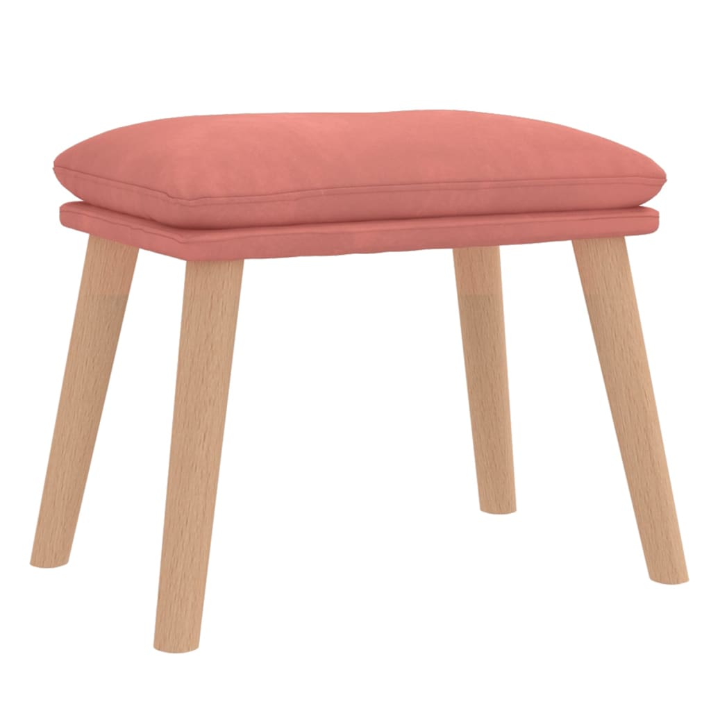 Chaise de relaxation avec tabouret Rose Velours - XIOS
