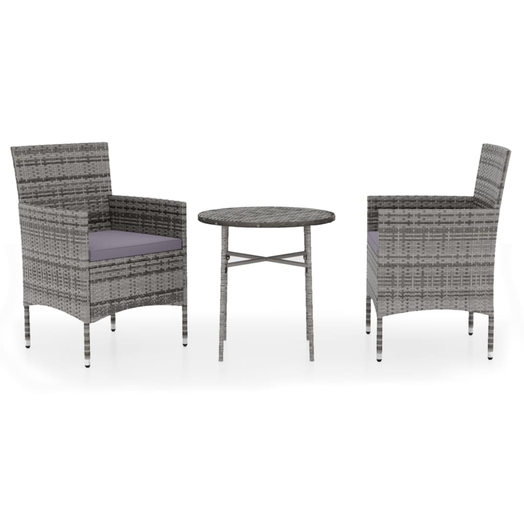Ensemble à manger de jardin 3 pcs Résine tressée Gris