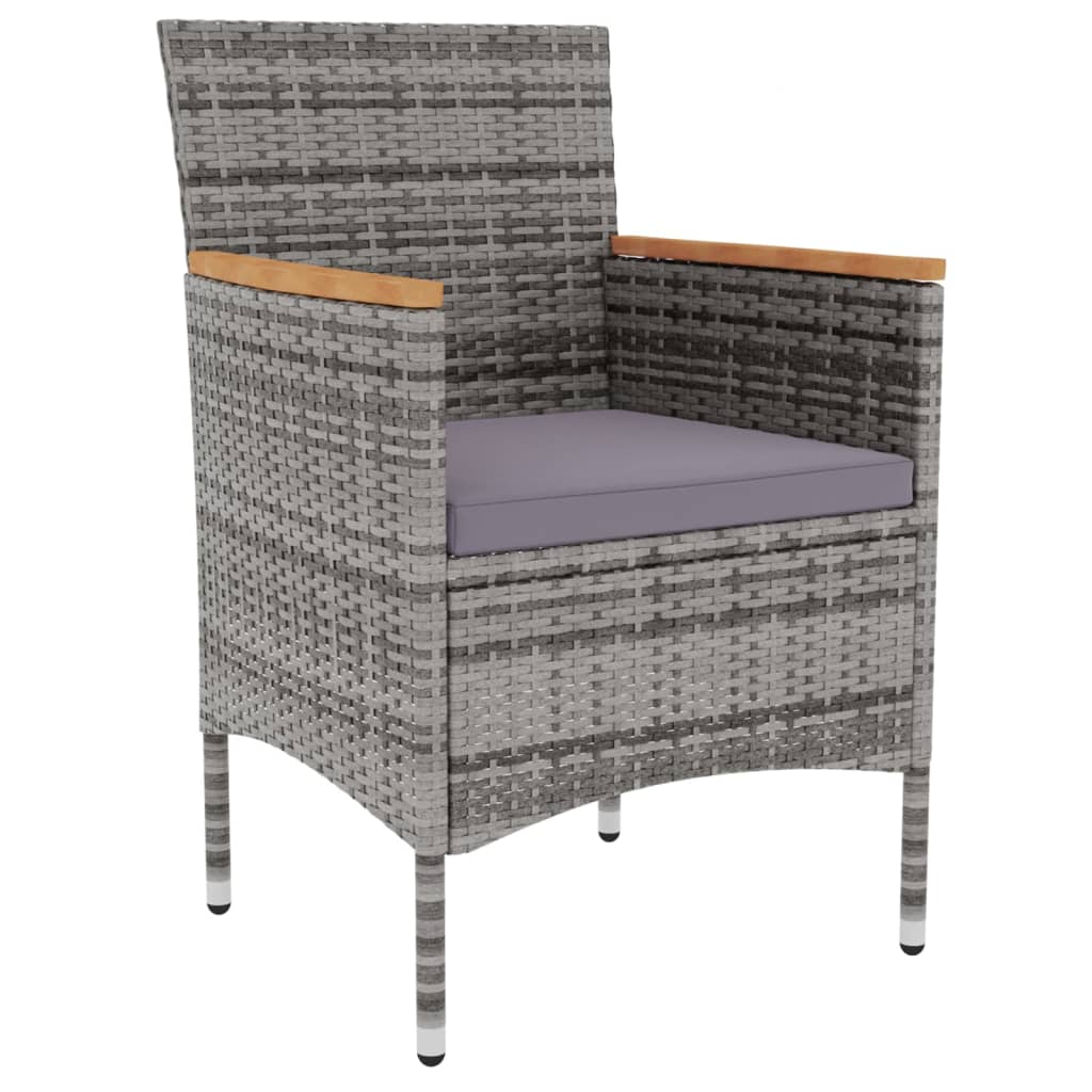 Ensemble à manger de jardin 3 pcs Résine tressée Gris