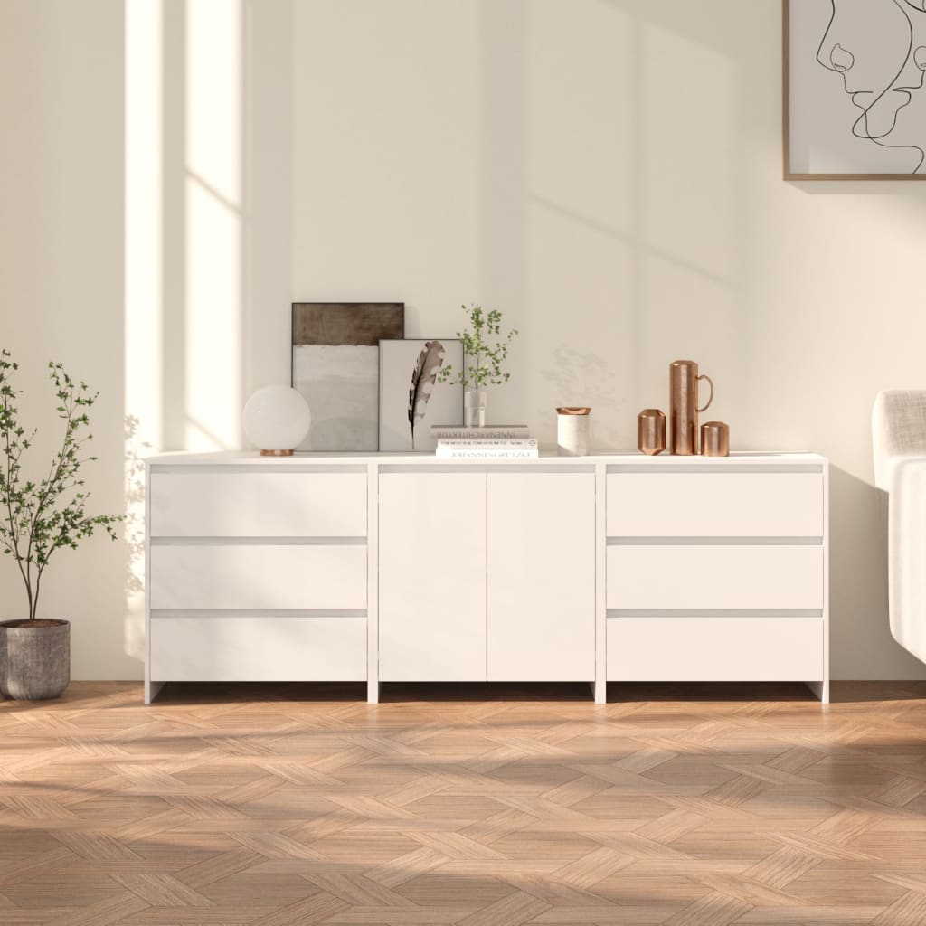 Buffets 3 pcs Blanc Bois d'ingénierie - XIOS