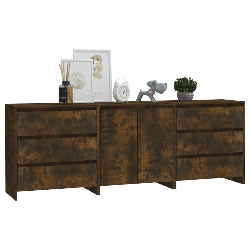 Buffets 3 pcs Chêne fumé Bois d'ingénierie - XIOS