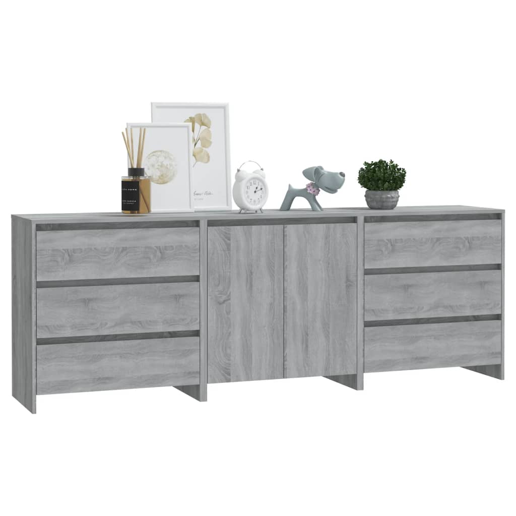 Buffets 3 pcs Sonoma gris Bois d'ingénierie - XIOS