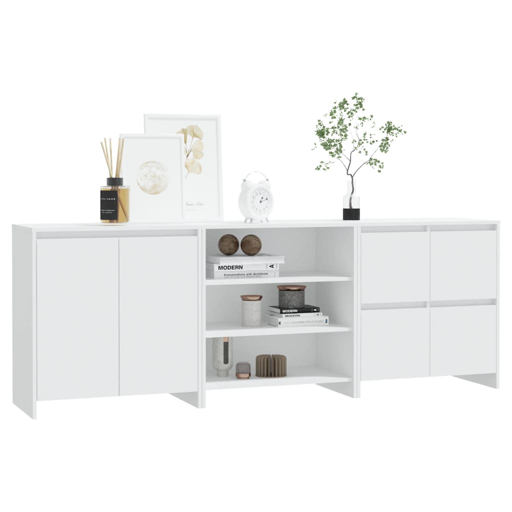 Buffets 3 pcs Blanc Bois d'ingénierie Buffets & bahuts vidaXL
