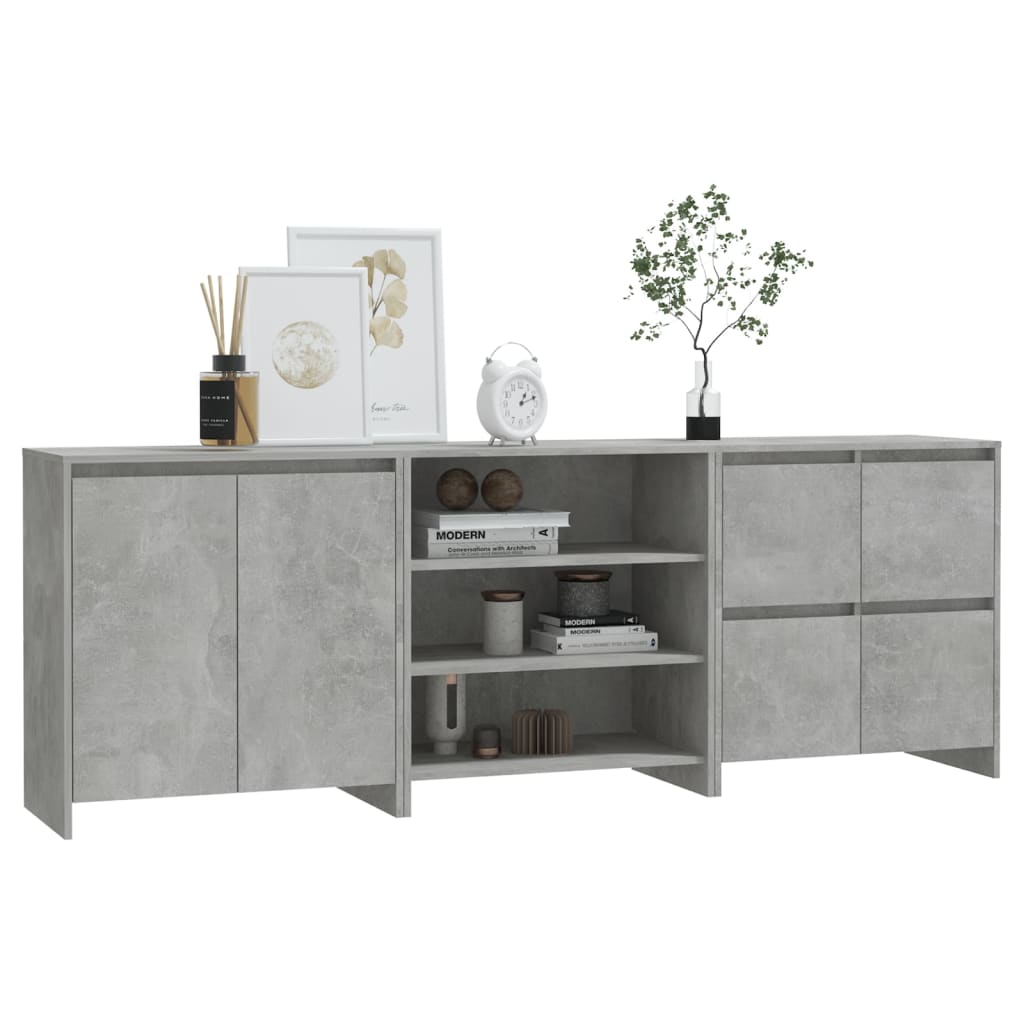 Buffets 3 pcs Gris béton Bois d'ingénierie - XIOS