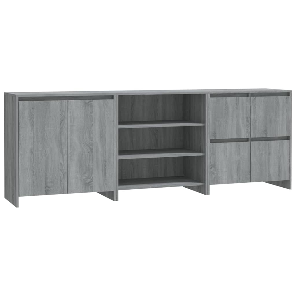 Buffets 3 pcs Sonoma gris Bois d'ingénierie