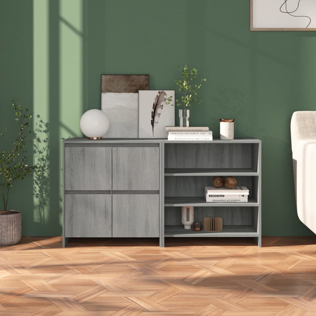 Buffets 2 pcs Sonoma gris Bois d'ingénierie Buffets & bahuts vidaXL