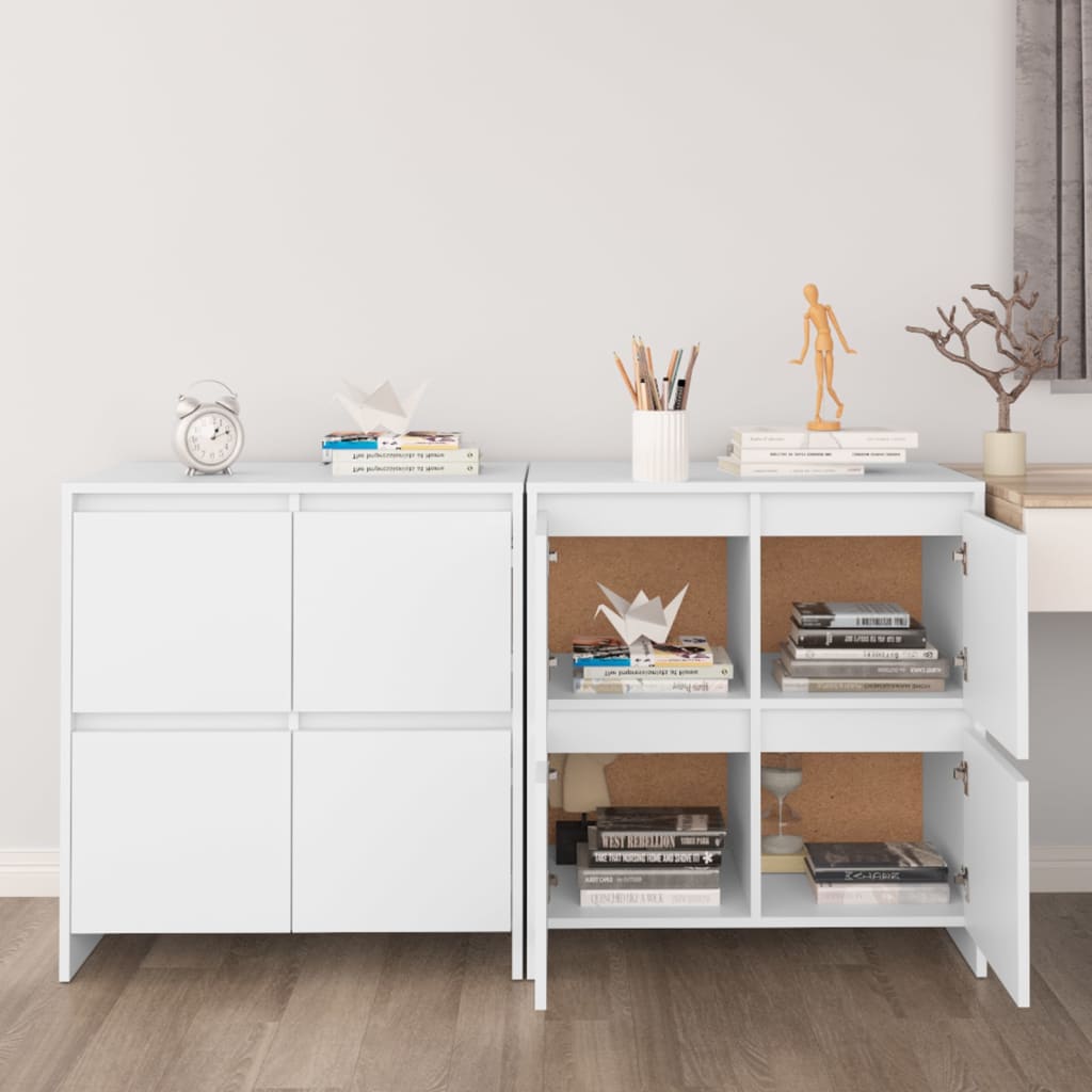 Buffets 2 pcs Blanc 70x41x75 cm Bois d'ingénierie