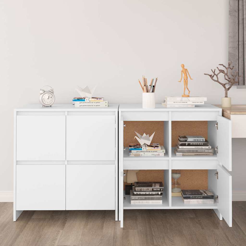 Buffets 2 pcs Blanc 70x41x75 cm Bois d'ingénierie
