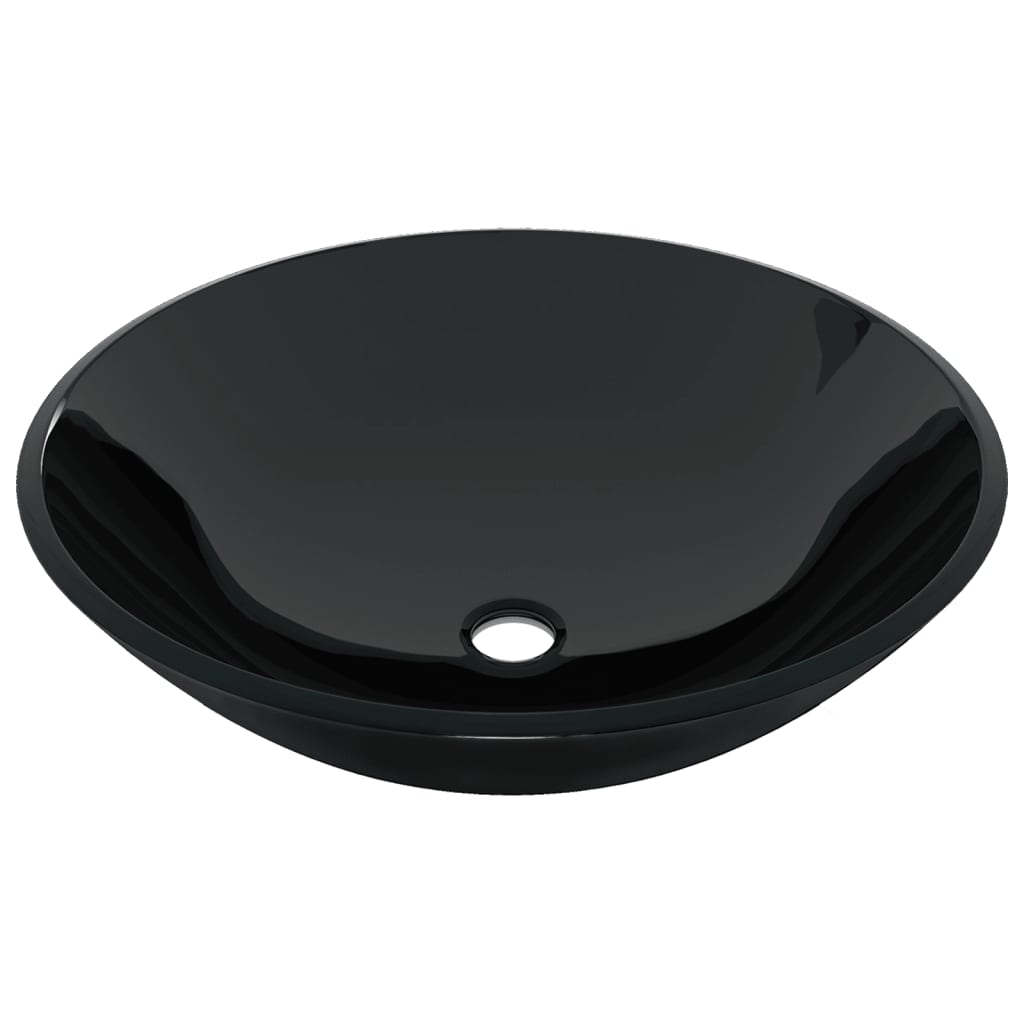 Lavabo de bain avec robinet et drain à poussoir Verre trempé Lavabos vidaXL