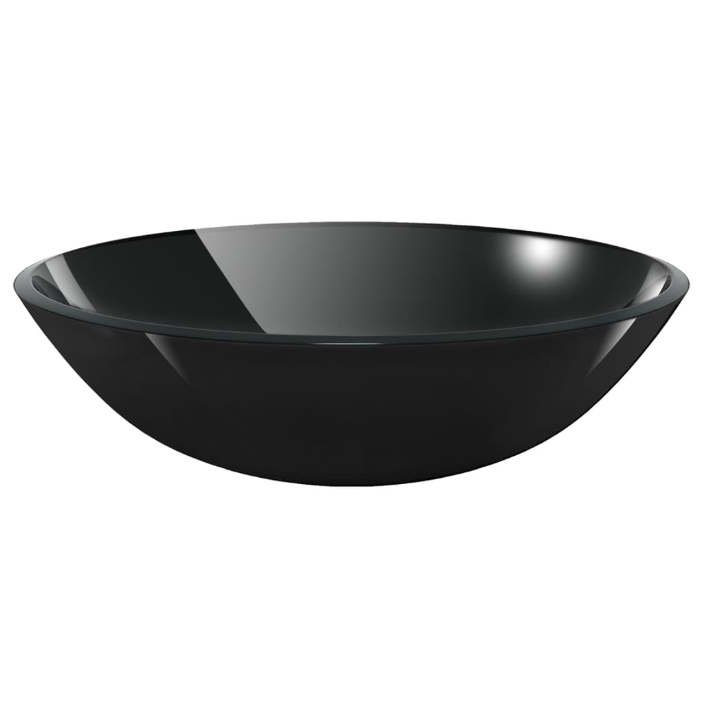 Lavabo de bain avec robinet et drain à poussoir Verre trempé Lavabos vidaXL