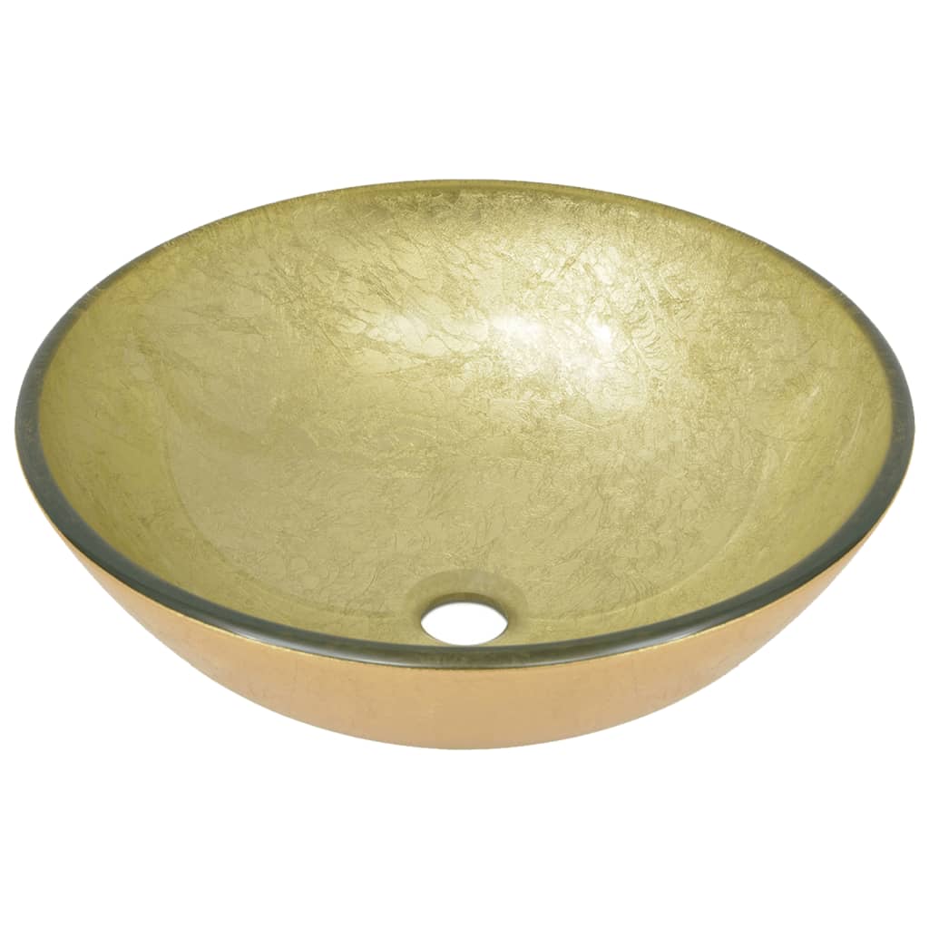 Lavabo de bain avec robinet et drain à poussoir Verre trempé Lavabos vidaXL