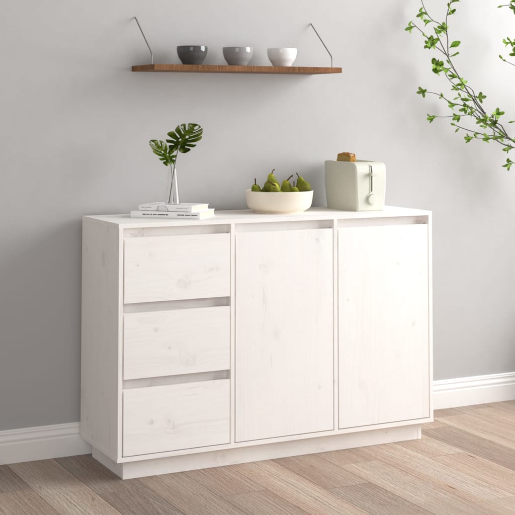 Buffet Blanc 111x34x75 cm Bois massif de pin - XIOS