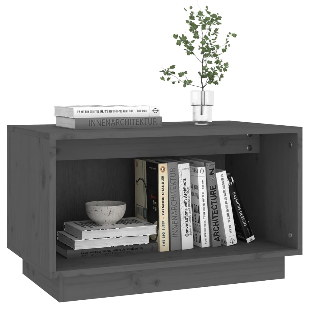 Meuble TV Gris 60x35x35 cm Bois de pin massif - XIOS