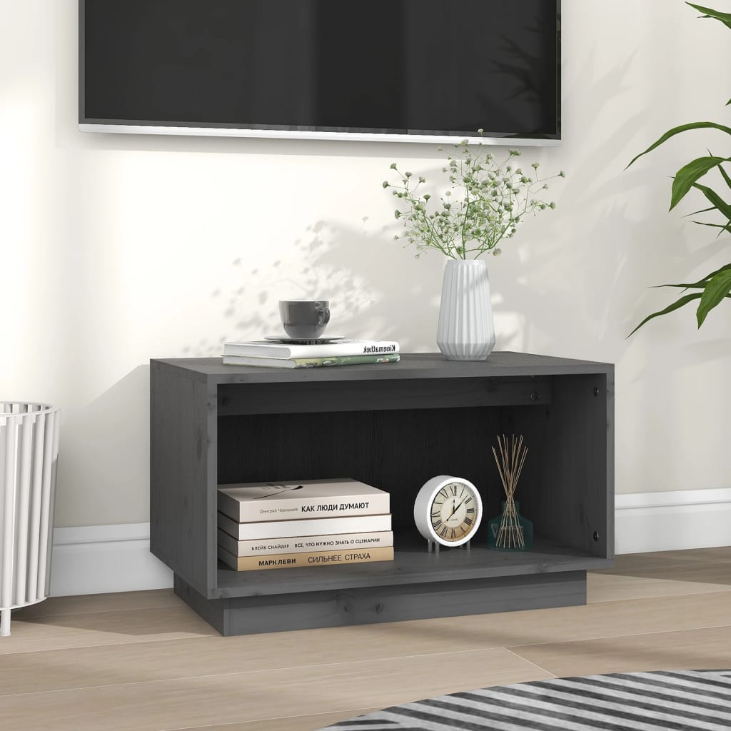 Meuble TV Gris 60x35x35 cm Bois de pin massif - XIOS