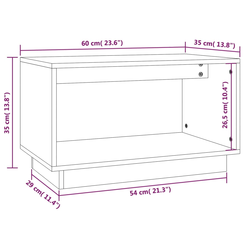 Meuble TV Gris 60x35x35 cm Bois de pin massif - XIOS