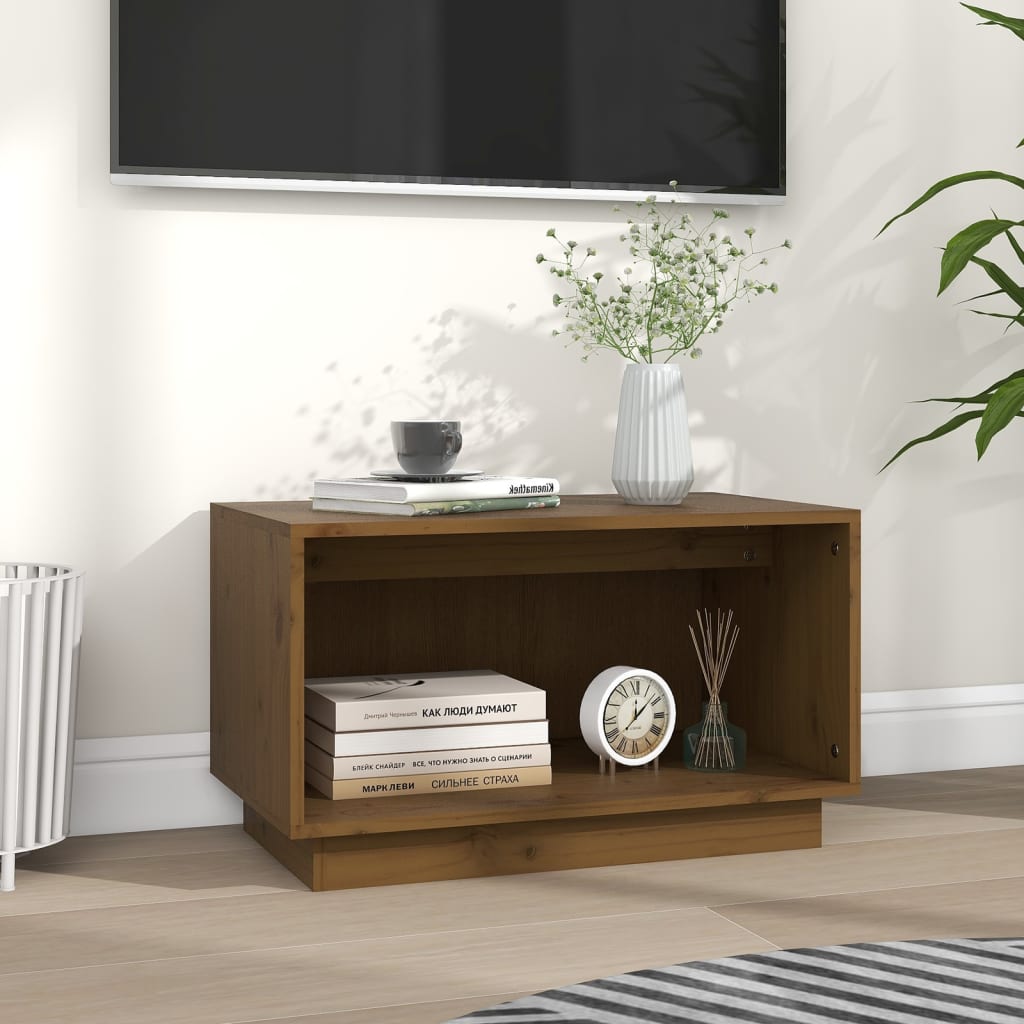 Meuble TV Marron miel 60x35x35 cm Bois de pin massif - XIOS
