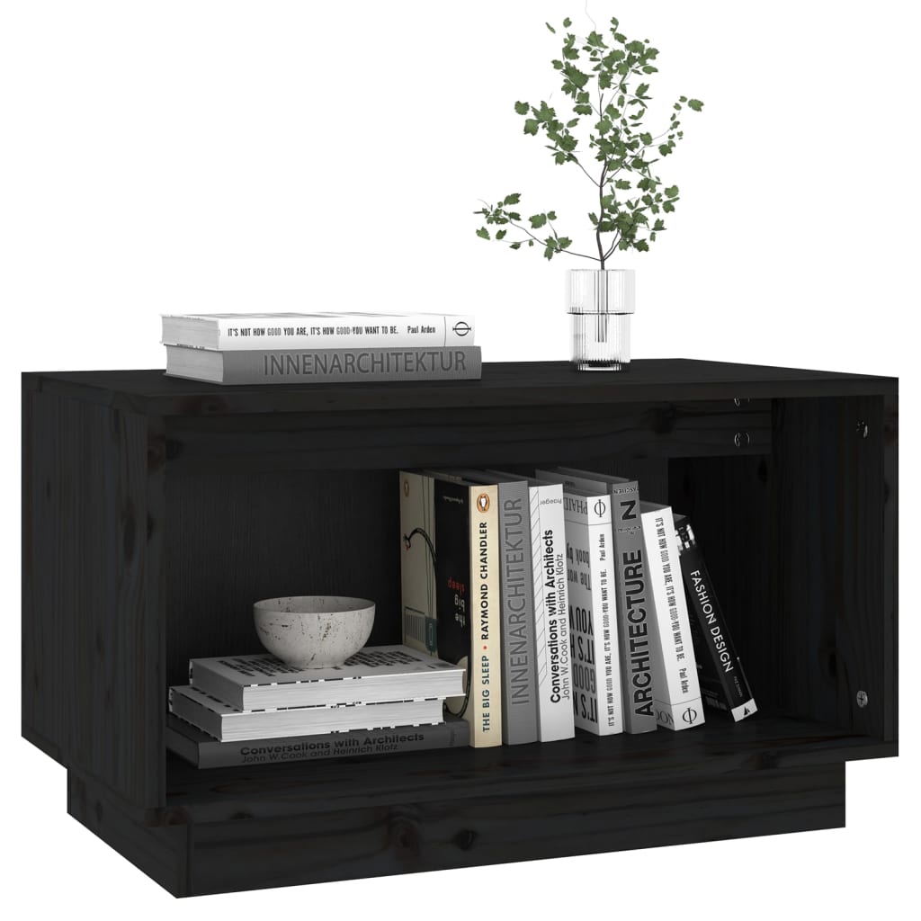 Meuble TV Noir 60x35x35 cm Bois de pin massif - XIOS