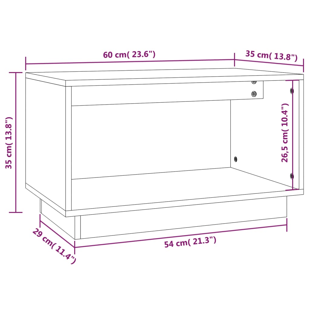 Meuble TV Noir 60x35x35 cm Bois de pin massif - XIOS