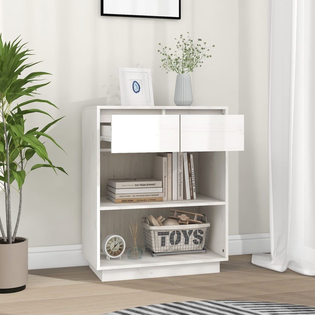 Armoire console Blanc 60x34x75 cm Bois de pin solide - XIOS