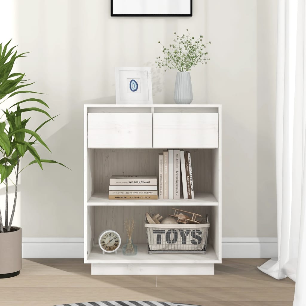 Armoire console Blanc 60x34x75 cm Bois de pin solide - XIOS