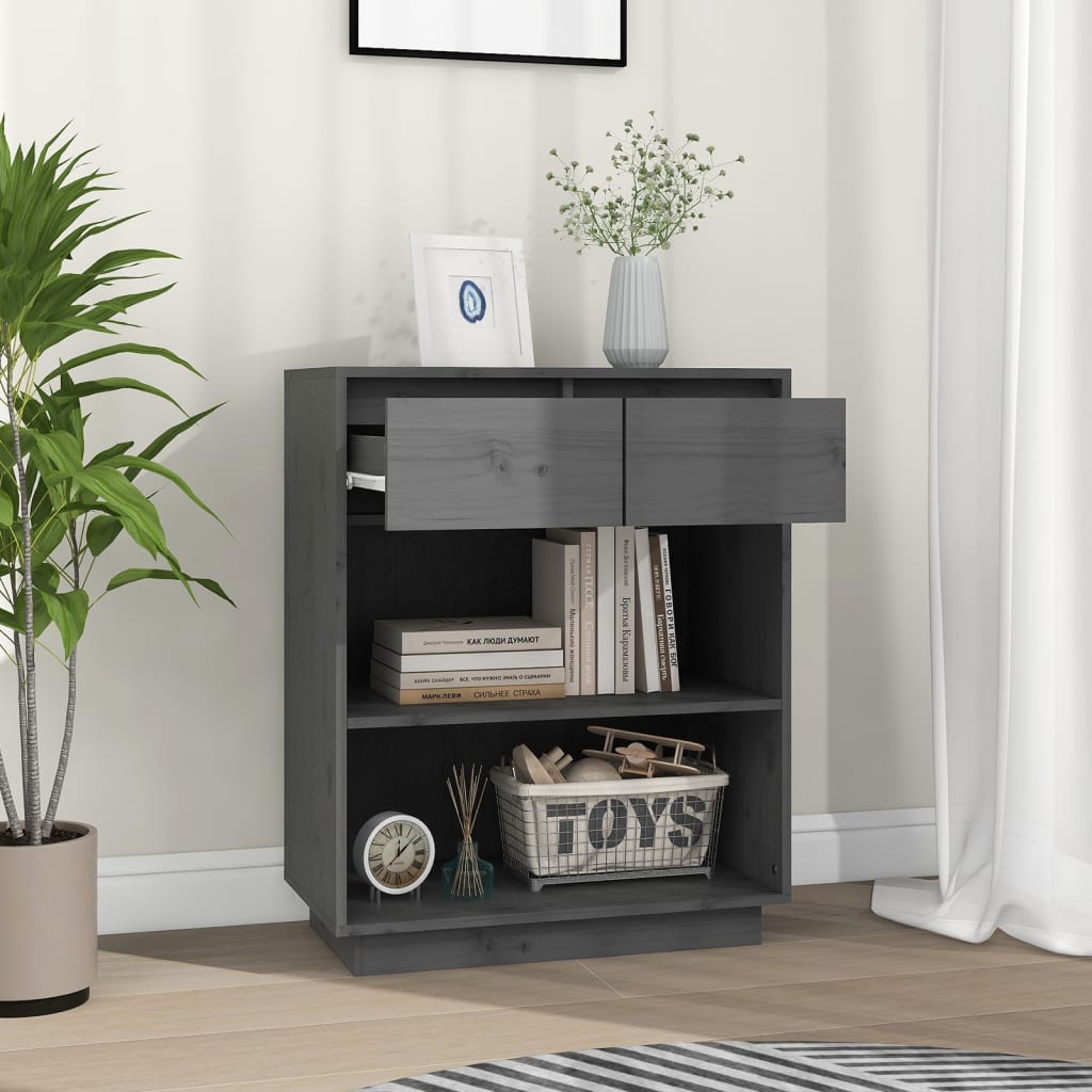 Armoire console Gris 60x34x75 cm Bois de pin solide - XIOS