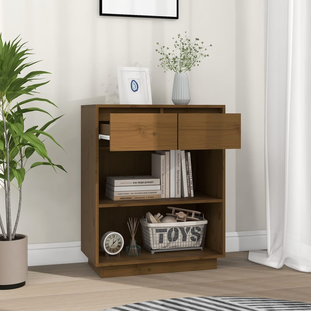 Armoire console Marron miel 60x34x75 cm Bois de pin solide - XIOS