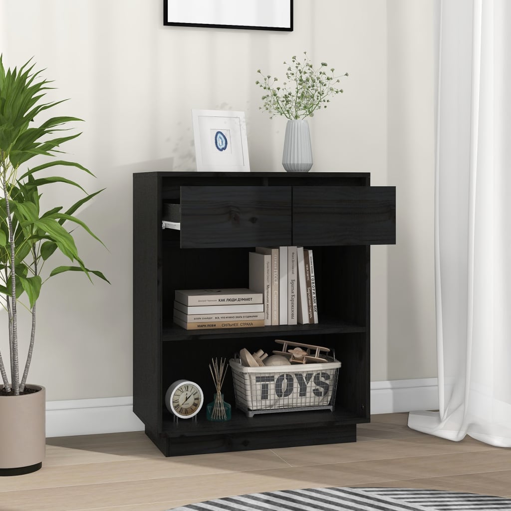 Armoire console Noir 60x34x75 cm Bois de pin solide - XIOS