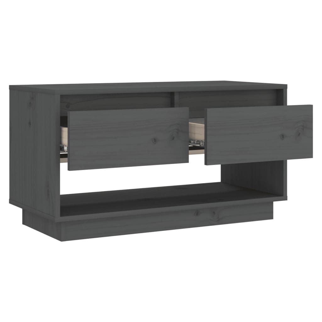Meuble TV Gris 74x34x40 cm Bois de pin massif - XIOS