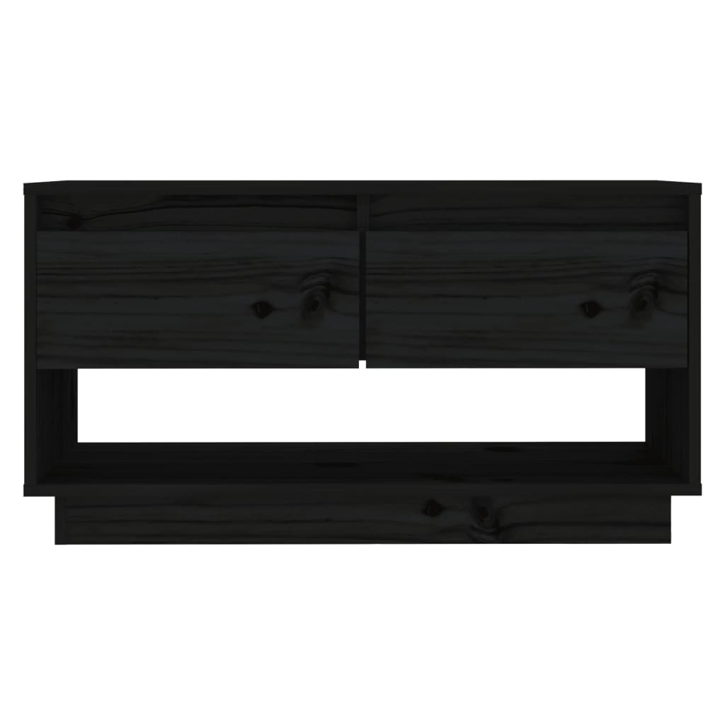 Meuble TV Noir 74x34x40 cm Bois de pin massif - XIOS