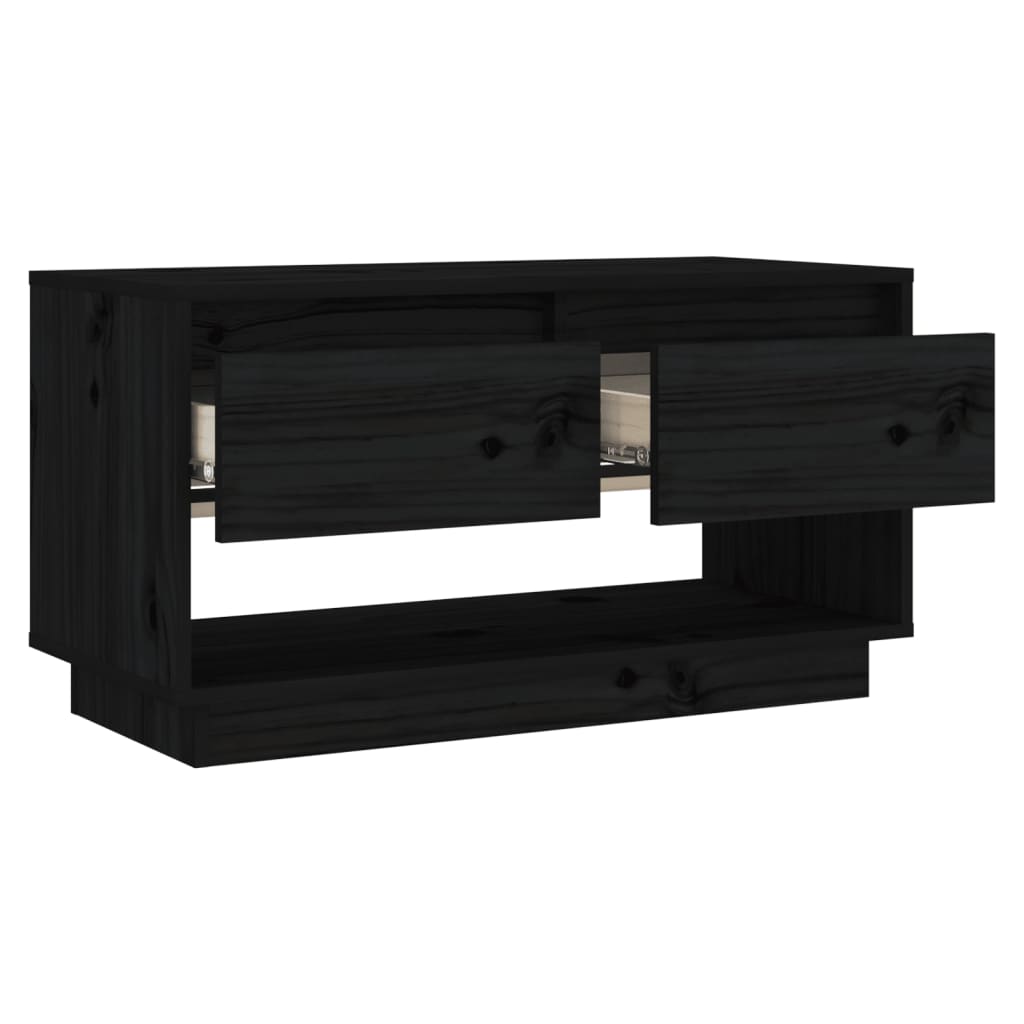Meuble TV Noir 74x34x40 cm Bois de pin massif - XIOS