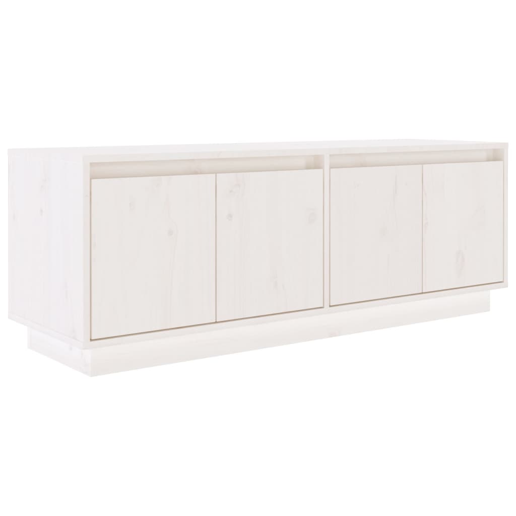 Meuble TV Blanc 110x34x40 cm Bois de pin massif - XIOS