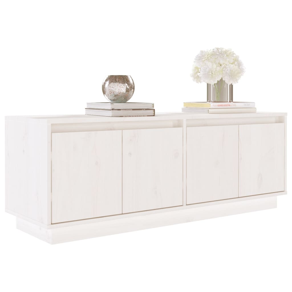 Meuble TV Blanc 110x34x40 cm Bois de pin massif - XIOS