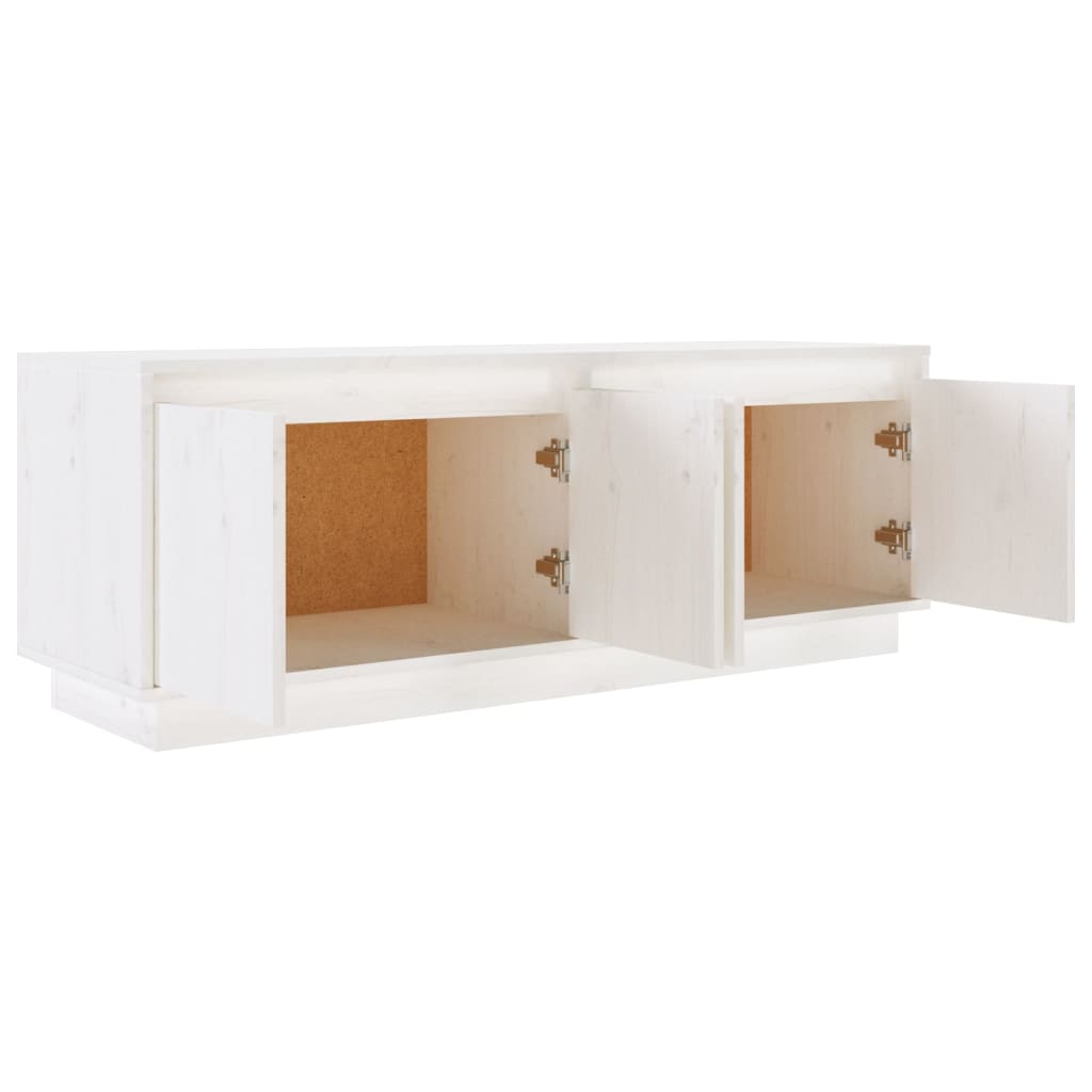 Meuble TV Blanc 110x34x40 cm Bois de pin massif - XIOS
