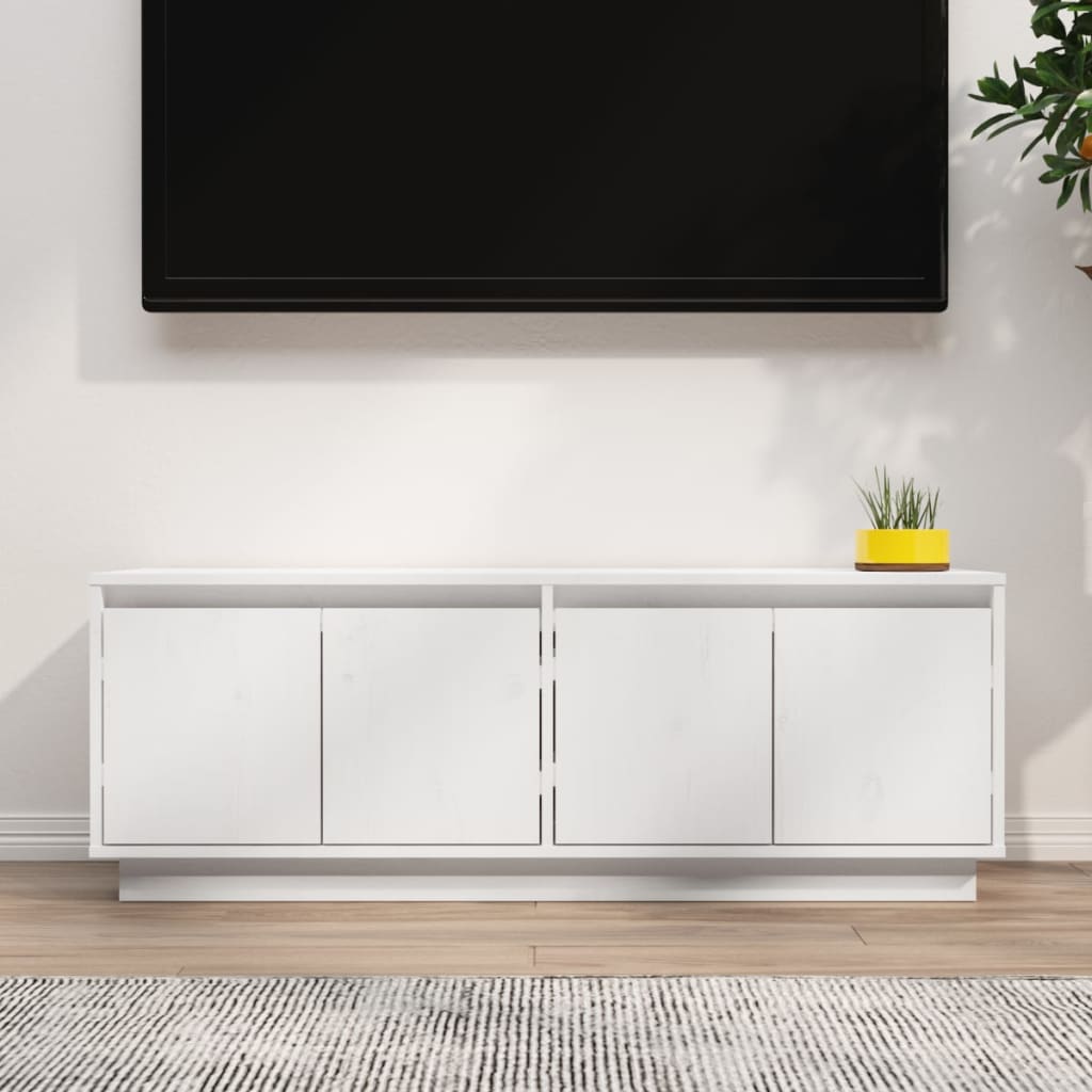 Meuble TV Blanc 110x34x40 cm Bois de pin massif - XIOS