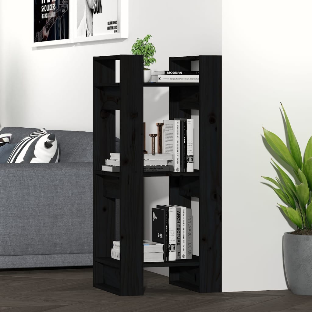 Bibliothèque/Séparateur de pièce Noir 41x35x91 cm Pin solide - XIOS