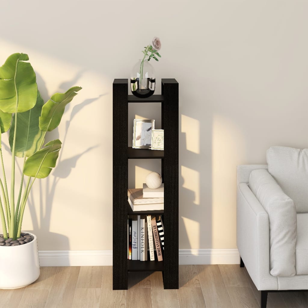 Bibliothèque/Séparateur de pièce Noir 41x35x125 cm Pin massif - XIOS