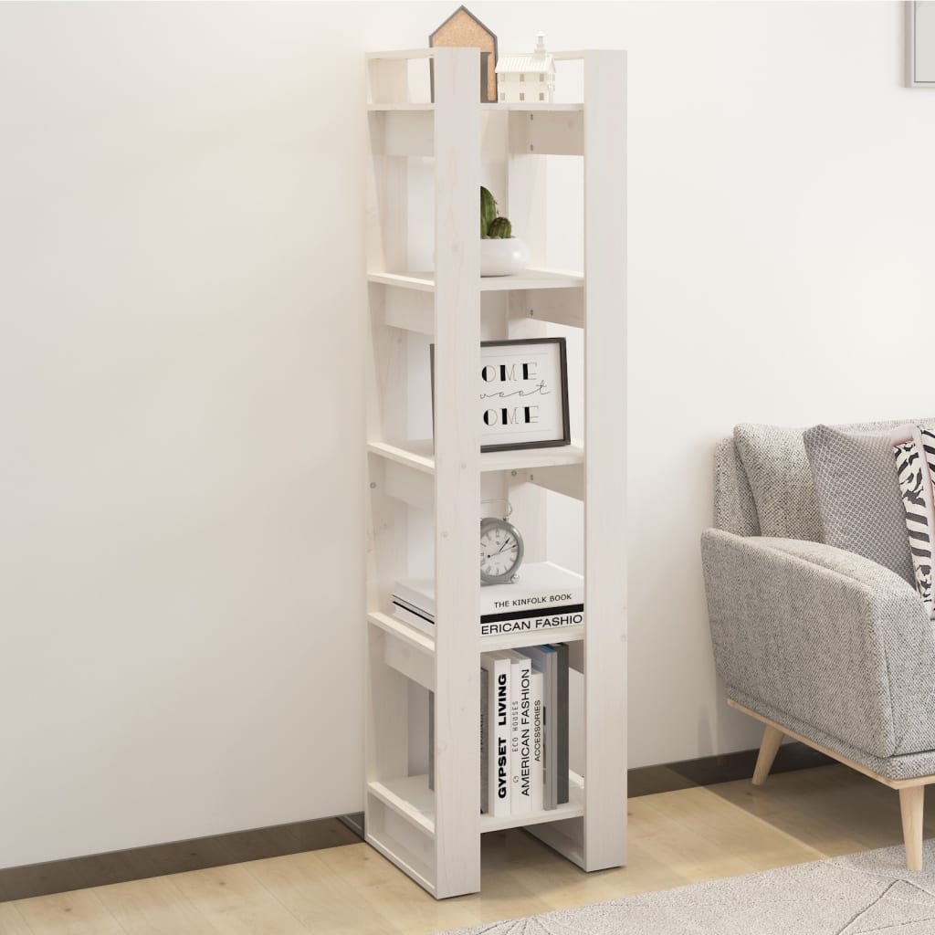 Bibliothèque/Séparateur de pièce Blanc 41x35x160 cm Pin massif - XIOS