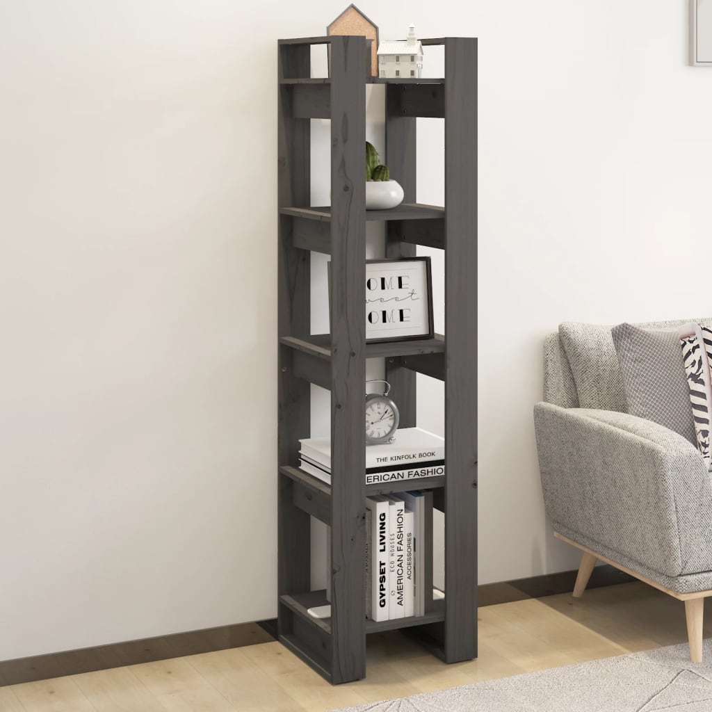 Bibliothèque/Séparateur de pièce Gris 41x35x160 cm Pin massif - XIOS