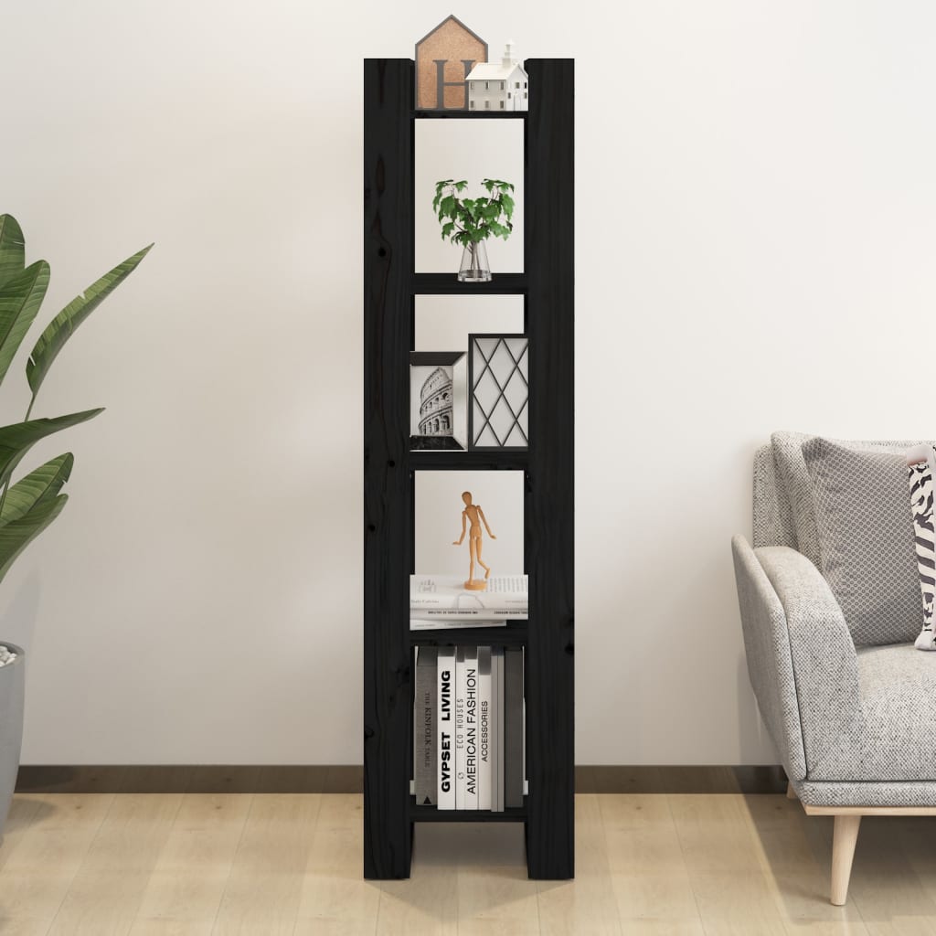 Bibliothèque/Séparateur de pièce Noir 41x35x160 cm Pin massif - XIOS