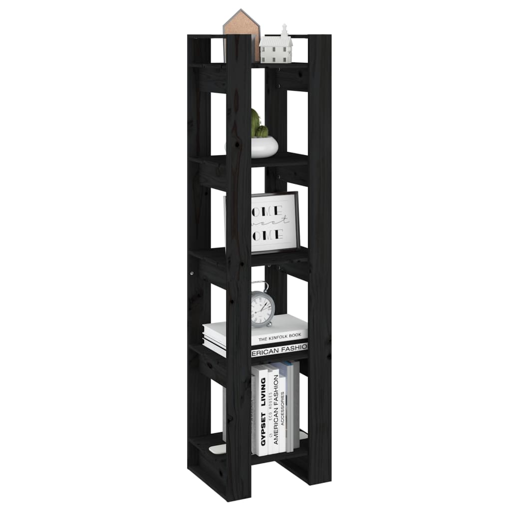 Bibliothèque/Séparateur de pièce Noir 41x35x160 cm Pin massif - XIOS