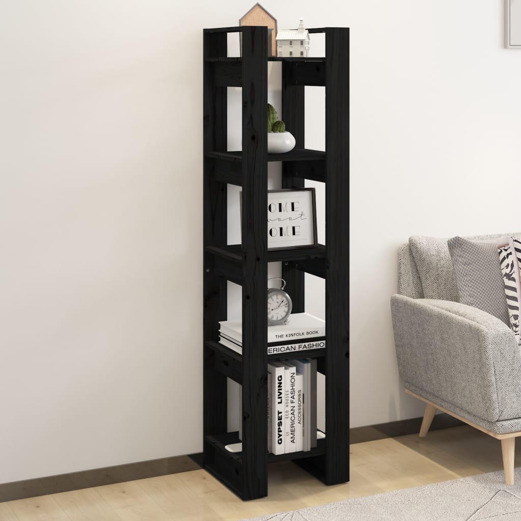 Bibliothèque/Séparateur de pièce Noir 41x35x160 cm Pin massif - XIOS