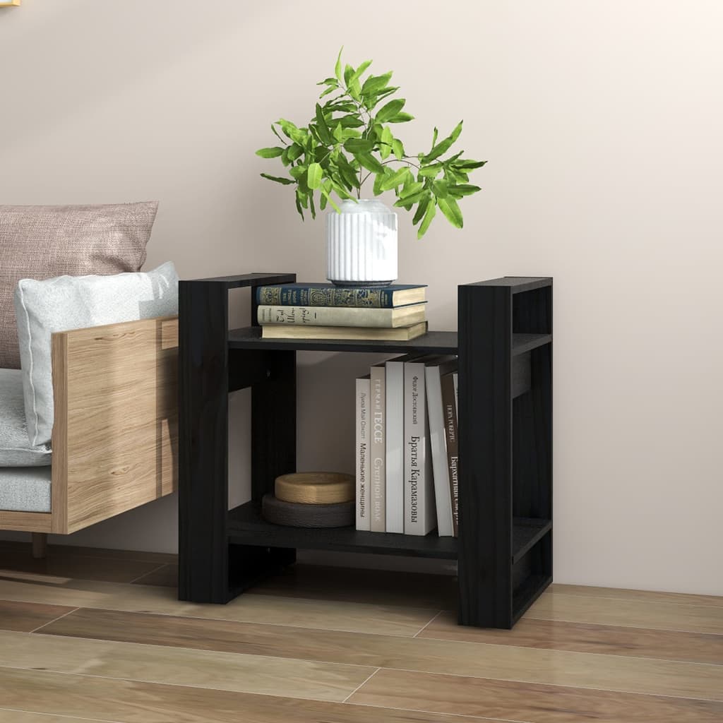 Bibliothèque/Séparateur de pièce Noir 60x35x57 cm Pin massif - XIOS